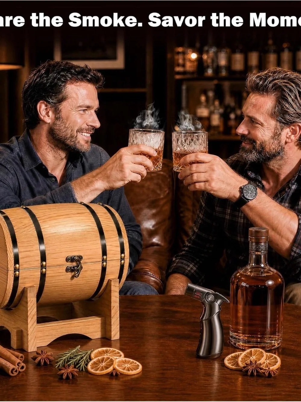 Beech Smoke Infuser Whiskey Smoker Kit in Natural Wood